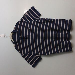 Polo Ralph Lauren size XXL men's polo shirt in dark blue with white stripes.